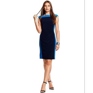 Lauren Ralph Lauren Black and Blue Midi Dress